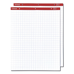 Universal Easel Pads/Flip Charts, Quadrille Rule (1 sq/in), 27 x 34, White, 50 Sheets, 2/Carton (UNV35602)