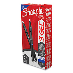 Sharpie S-Gel S-Gel High-Performance Gel Pen, Retractable, Medium 0.7 mm, Blue Ink, Black Barrel, Dozen (2096152)