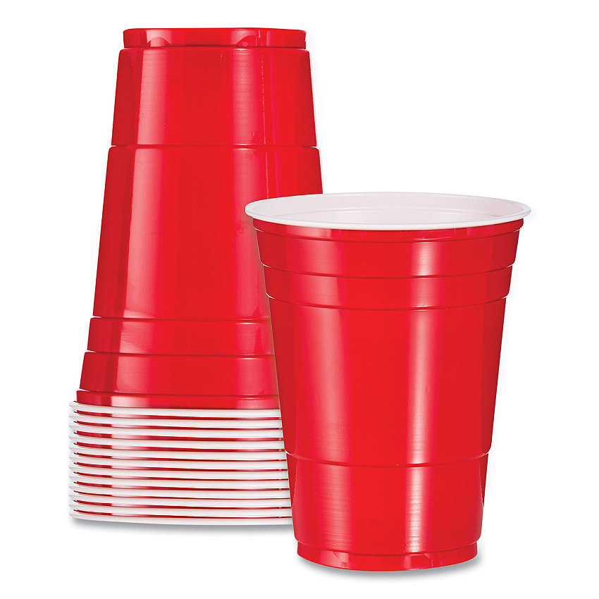 Dart Solo Plastic Party Cold Cups, 16 oz, Red, 50/Bag, 20 Bags/Carton (P16R)