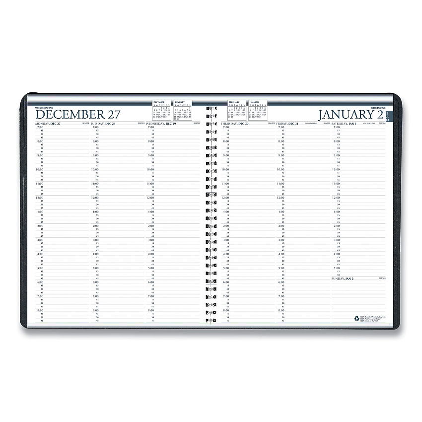 AbilityOne 7510016828109, SKILCRAFT Professional Weekly Planner, 11 x 8.5, Black Cover, 12-Month (Jan to Dec): 2026