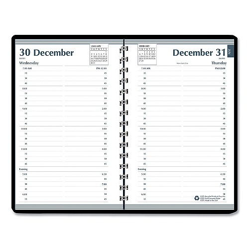 AbilityOne 7530016935599, SKILCRAFT Daily Appointment Planner, 8 x 5, Black Cover, 12-Month (Jan to Dec): 2026