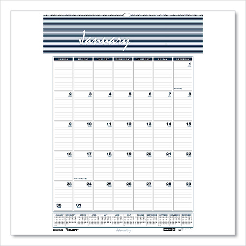 AbilityOne 7510016007588 SKILCRAFT 12-Month Wall Calendar, 8.5 x 11, White/Blue/Gray Sheets, 12-Month (Jan to Dec): 2023