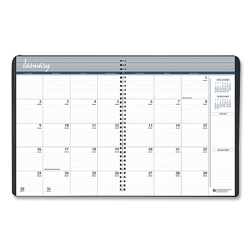 AbilityOne 7510006007606 SKILCRAFT Monthly Appointment Planner, Wirebound, 11 x 8.5, Black Cover, 14-Month (Dec-Jan): 2022 to 2024