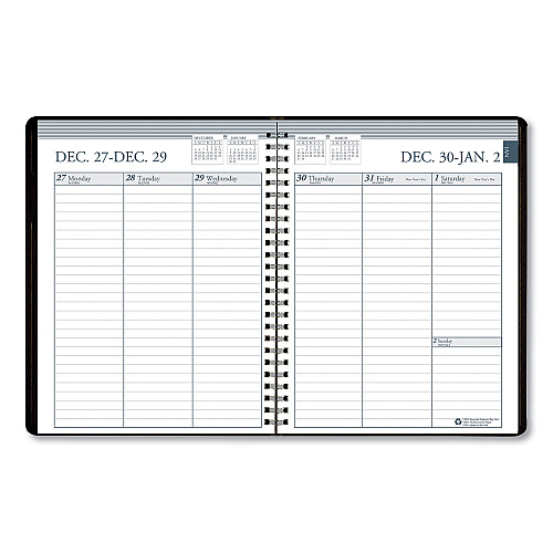 AbilityOne 7530016936156, SKILCRAFT Weekly Appointment Planner, 8.75 x 6.88, Black Cover, 12-Month (Jan to Dec): 2026