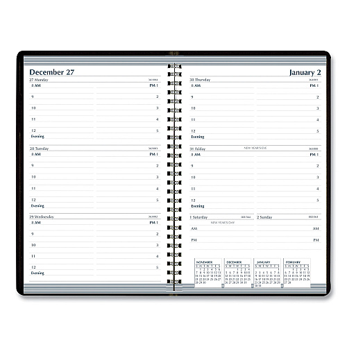 AbilityOne 7530016935592, SKILCRAFT Weekly Appointment Planner, 8 x 5, Black Cover, 12-Month (Jan to Dec): 2026