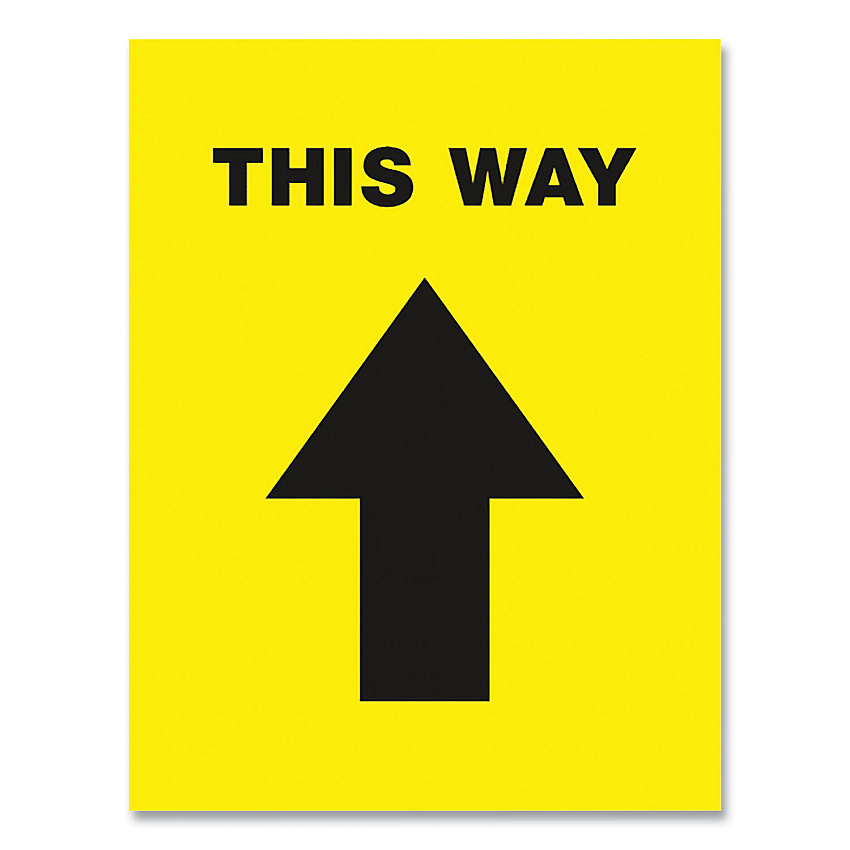 Avery Social Distancing Floor Decals, 8.5 x 11, This Way, Yellow Face, Black Graphics, 5/Pack (83022)