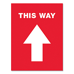 Avery Social Distancing Floor Decals, 8.5 x 11, This Way, Red Face, White Graphics, 5/Pack (83091)