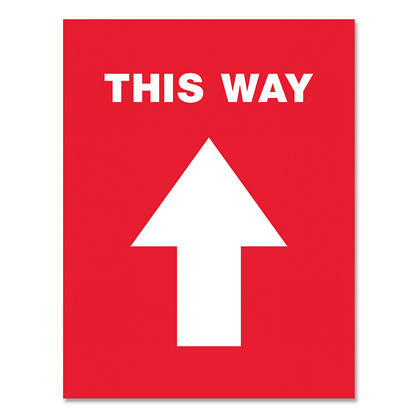 Avery Social Distancing Floor Decals, 8.5 x 11, This Way, Red Face, White Graphics, 5/Pack (83091)