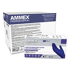 AMMEX Professional Nitrile Exam Gloves, Powder-Free, 3 mil, X-Large, Indigo, 100/Box (AINPF48100)