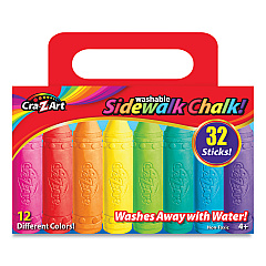 Cra-Z-Art Washable Sidewalk Chalk, 12 Assorted Colors, 32 Sticks/Box (108176)
