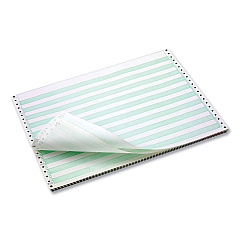 Domtar Continuous Feed Computer Paper, 1-Part, 18 lb Bond Weight, 11 x 14.88, White/Green Bar, 3,000/Carton (141108)