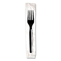 Dixie Individually Wrapped Mediumweight Polystyrene Cutlery, Fork, Black, 1,000/Carton (FM53C7)