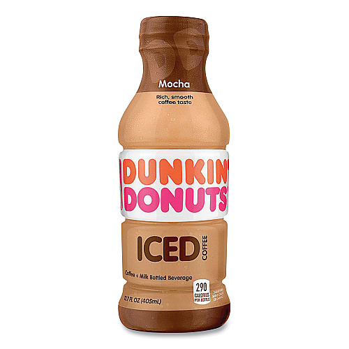 Dunkin Donuts Mocha Iced Coffee Drink, 13.7 oz Bottle, 12/Carton (049000072389)