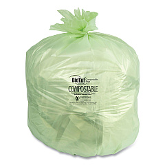 Heritage Biotuf Compostable Can Liners, 23 to 30 gal, 1 mil, 28" x 45", Green, 125/Carton (Y5645YER01)