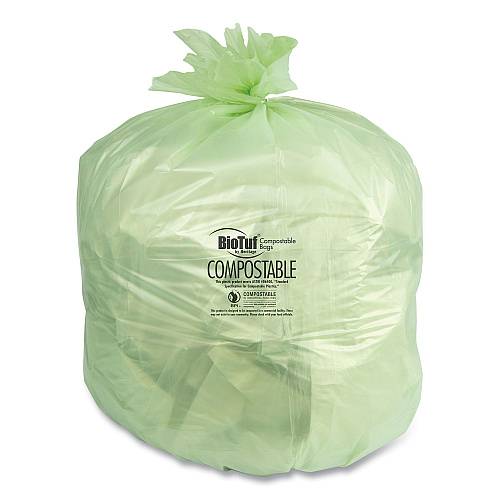 Heritage Biotuf Compostable Can Liners, 23 to 30 gal, 1 mil, 28" x 45", Green, 125/Carton (Y5645YER01)