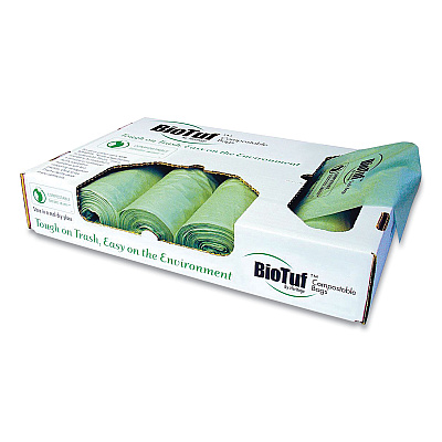 Heritage Biotuf Compostable Can Liners, 60 to 64 gal, 1 mil, 47" x 60", Green, 100/Carton (Y9460YER01)