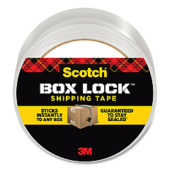 Scotch Box Lock Shipping Packaging Tape, 3" Core, 1.88" x 54.6 yds, Clear (3950)