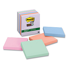 Post-it Recycled Notes in Wanderlust Pastels Collection Colors, 3" x 3", 65 Sheets/Pad, 6 Pads/Pack (70005132637)
