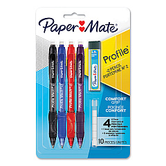 Paper Mate Profile Mechanical Pencils, 0.7 mm, HB (#2), Black Lead, Assorted Barrel Colors, 4/Pack (2105703)