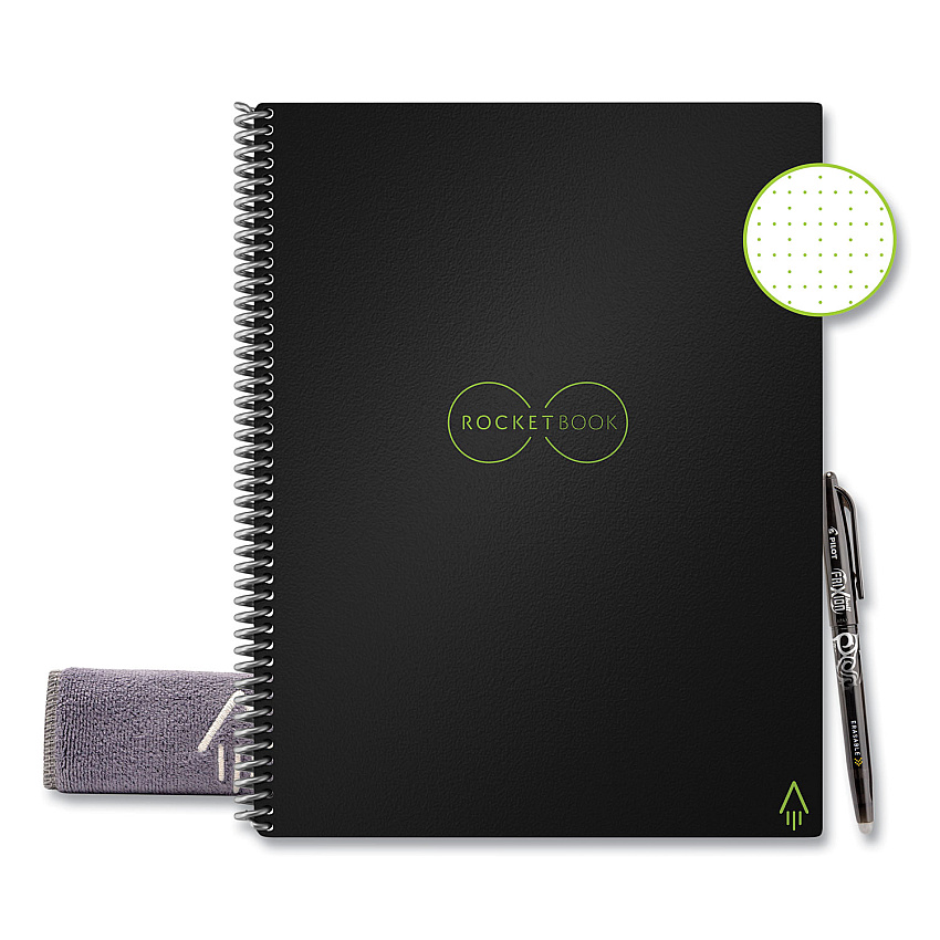 Rocketbook Core Smart Notebook, Dotted Rule, Black Cover, 11 x 8.5, 16 Sheets (LRCAFR)