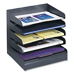 Safco Steel Horizontal-Tray Desktop Sorter, Five  Sections, Letter Size Files, 12" x 9.5" x 11.25", Black (3127BL)