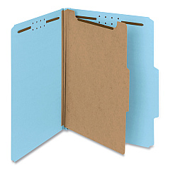Smead Recycled Pressboard Classification Folders, 2" Expansion, 1 Divider, 4 Fasteners, Letter Size, Blue Exterior, 10/Box (13721)