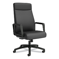 Union & Scale Prestige Bonded Leather Manager Chair, Supports Up to 275 lb, Black Seat/Back, Black Base (59408)