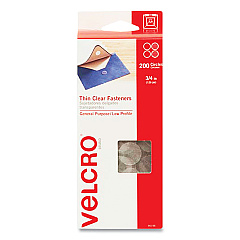 VELCRO Brand Sticky-Back Fasteners, Complete Sets, 0.75" dia, Clear, 200/Pack (95194)