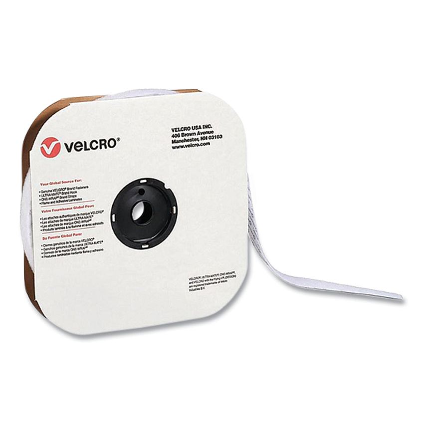 VELCRO Brand Sticky-Back Fasteners, Loop Side, 1" x 75 ft, White (190959)