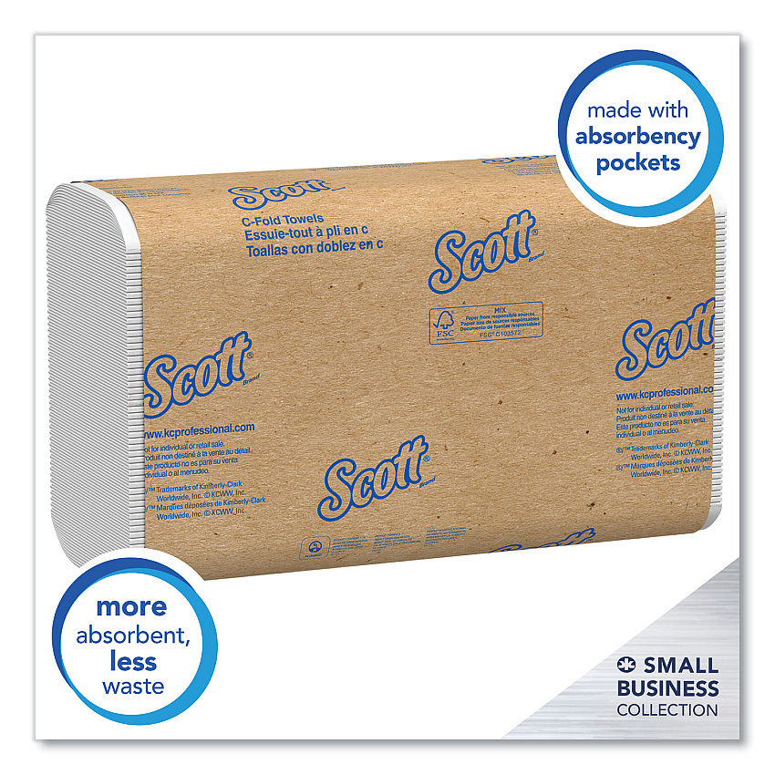Scott Essential C-Fold Towels for Business, Convenience Pack, 10.13 x 13.15, White, 200/Pack, 9 Packs/Carton (03623)