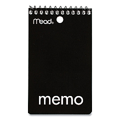 Mead Wirebound Memo Pad with Wall-Hanger Eyelet, Medium/College Rule, Randomly Assorted Cover Colors, 60 White 3 x 5 Sheets (45354)