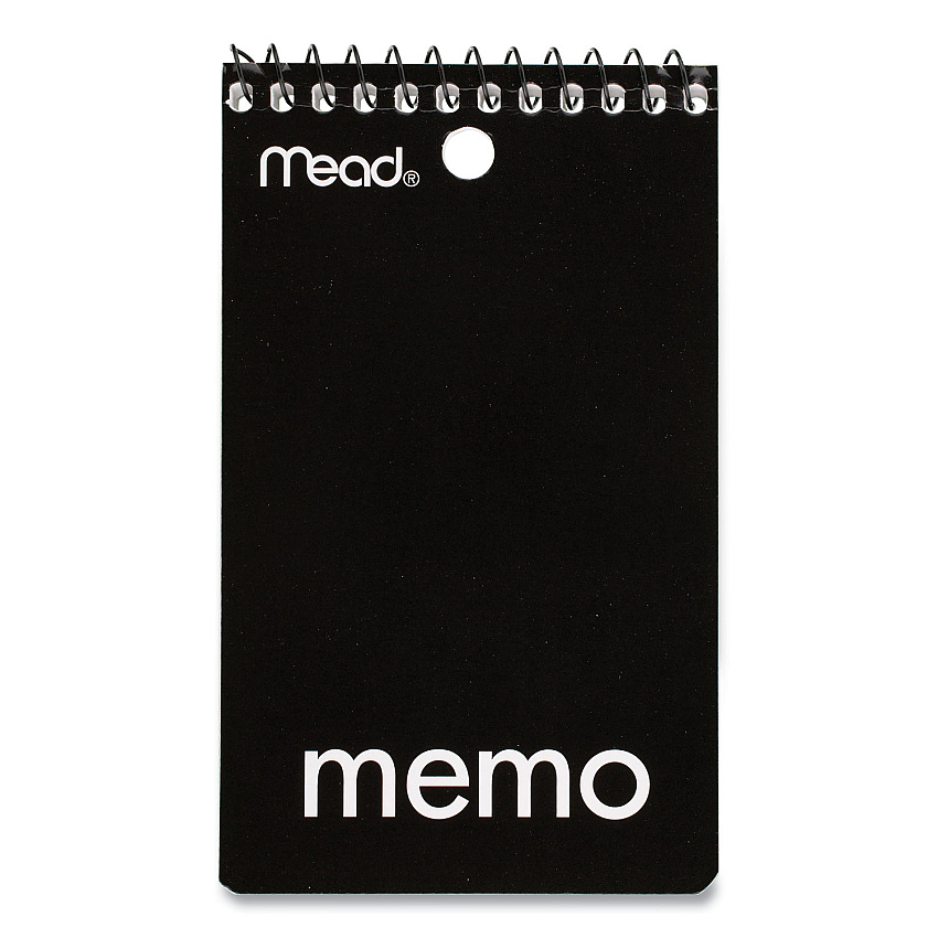 Mead Wirebound Memo Pad with Wall-Hanger Eyelet, Medium/College Rule, Randomly Assorted Cover Colors, 60 White 3 x 5 Sheets (45354)
