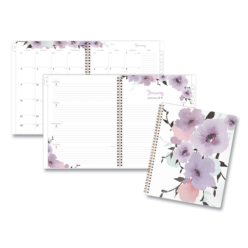 Cambridge Mina Weekly/Monthly Planner, Main Floral Artwork, 11 x 8.5, White/Violet/Peach Cover, 12-Month (Jan to Dec): 2023 (1134905)