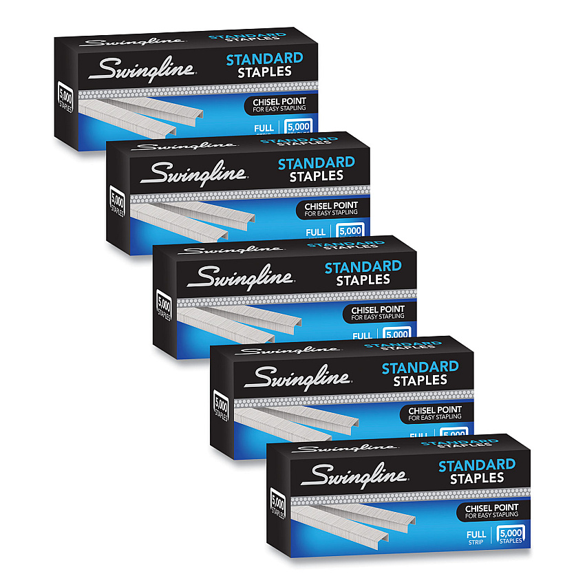 Swingline S.F. 1 Standard Staples, 0.25" Leg, 0.5" Crown, Steel, 5,000/Box, 5 Boxes/Pack (S7035101S)
