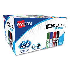 Avery MARKS A LOT Desk-Style Dry Erase Marker Value Pack, Broad Chisel Tip, Assorted Colors, 24/Pack (98188)