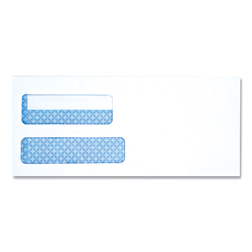 Universal Double Window Business Envelope, #10, Square Flap, Self-Adhesive, 4.13 x 9.5, 500/Box (UNV36104)