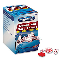 PhysiciansCare Cough and Sore Throat, Cherry Menthol Lozenges, 50 Individually Wrapped per Box (90306)