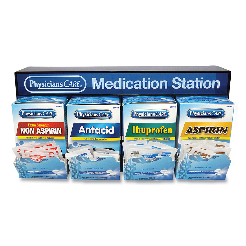 PhysiciansCare Medication Station: Aspirin, Ibuprofen, Non Aspirin Pain Reliever, Antacid (90780)