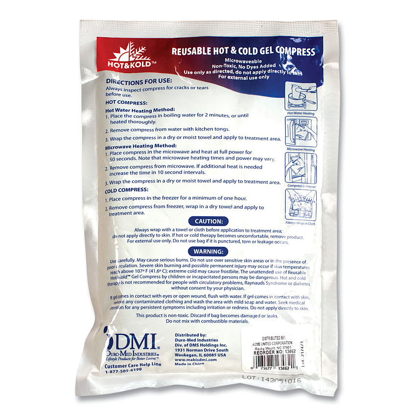PhysiciansCare by First Aid Only Reusable Hot/Cold Pack, 8.63 x 8.63, White (13462)