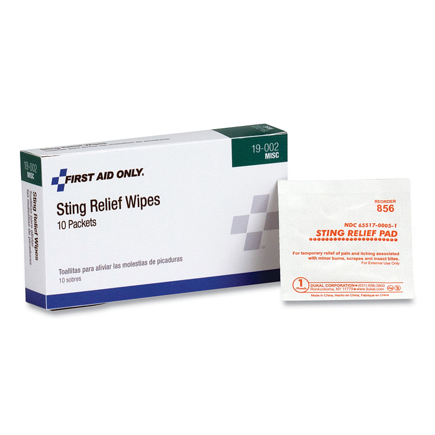 PhysiciansCare by First Aid Only First Aid Sting Relief Pads, 10/Box (19002)