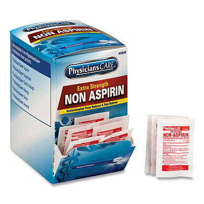 PhysiciansCare Pain Relievers/Medicines, XStrength Non-Aspirin Acetaminophen,2/Packet,125 Pk/Bx (40800)