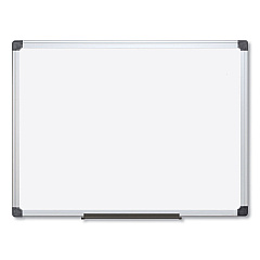MasterVision Value Lacquered Steel Magnetic Dry Erase Board, 48 x 96, White, Aluminum Frame (MA2107170)