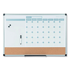 MasterVision 3-in-1 Calendar Planner Dry Erase Board, 36 x 24, Silver Frame (MB0707186P)