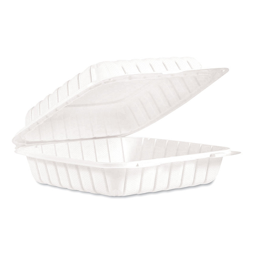 ProPlanet by Dart Hinged Lid Containers, Single Compartment, 9 x 8.8 x 3, White, 150/Carton (90MFPPHT1R)