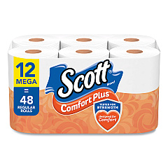 Scott ComfortPlus Toilet Paper, Mega Roll, Septic Safe, 1-Ply, White, 425 Sheets/Roll, 12 Rolls/Pack (54245)