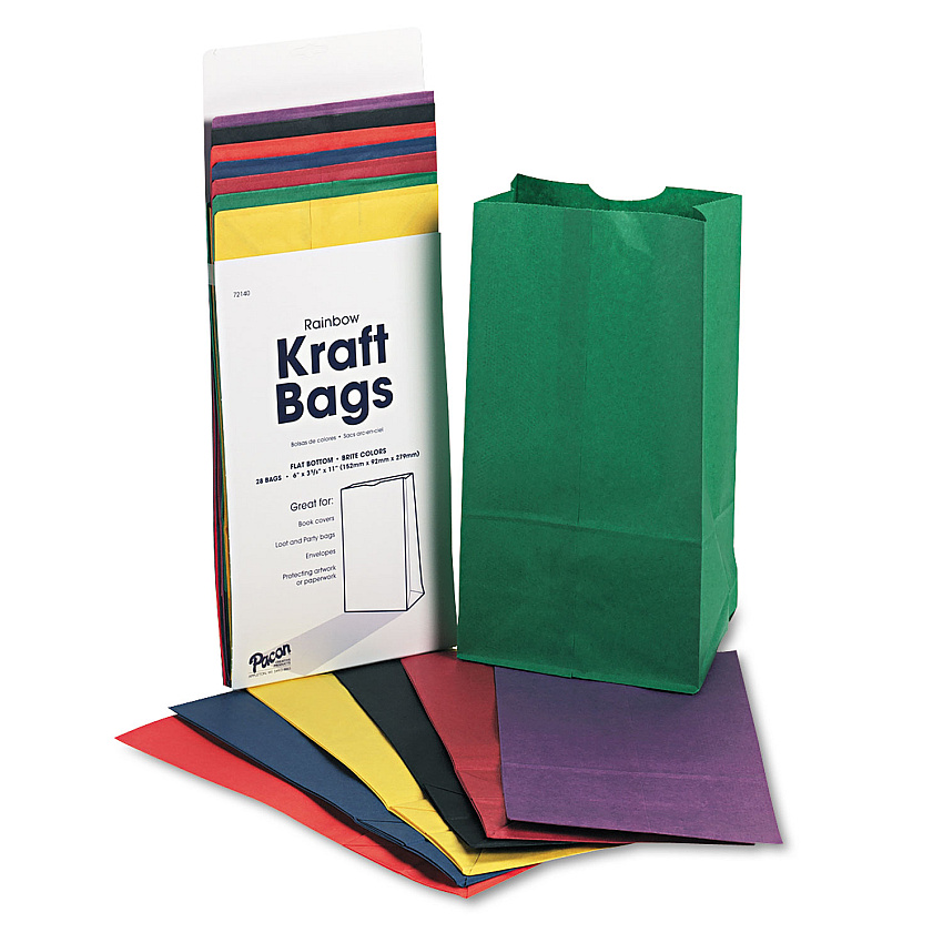 Pacon Rainbow Bags, 6" x 11", Assorted Bright, 28/Pack (0072140)