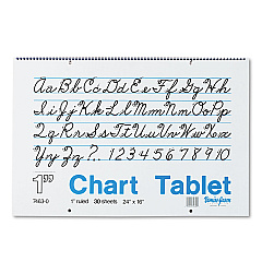 Pacon Chart Tablets, Presentation Format (1" Rule), 24 x 16, White, 30 Sheets (74630)