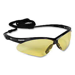KleenGuard Nemesis Safety Glasses, Black Frame, Amber Lens, 12/Carton (22476)