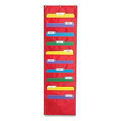 Carson-Dellosa Education Storage Pocket Chart, 10 Pockets, Hanger Grommets, 14 x 47, Red (CD5653)