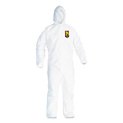 KleenGuard A20 Breathable Particle Protection Coveralls, Elastic Back, Hood, Medium, White, 24/Carton (49112)